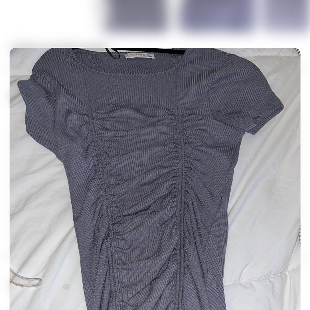 Gray Ruched Short Sleeve dress